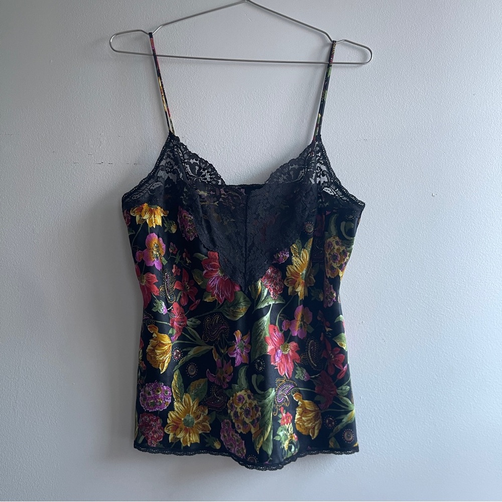 Silky Floral Paisley Silk Lace Cami Top